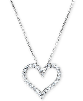 Diamond Heart Pendant Necklace (1/4 ct. t.w.) in 14k White Gold | Macys (US)