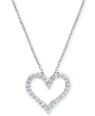 Diamond Heart Pendant Necklace (1/4 ct. t.w.) in 14k White Gold | Macys (US)