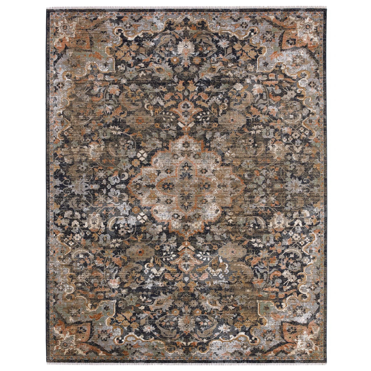 Charlton Home® Finnuala Soft Power-Loomed Oriental Area Rug with Distressed Medallion & Reviews ... | Wayfair North America