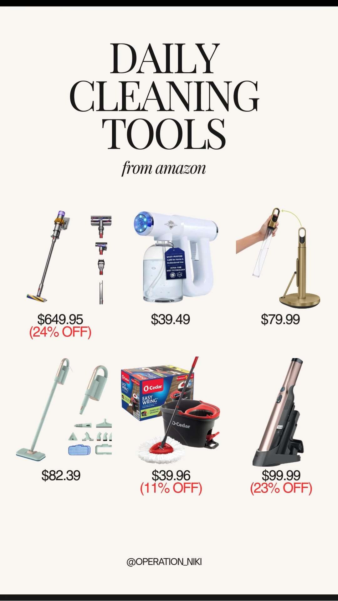 Daily cleaning tools from Amazon that help me stay consistent and keep everything looking fresh 🧼✨ These are the ones I reach for to handle quick messes, maintain clean spaces, and make everyday resets easier.

Follow for more @OPERATION_NIKI on IG, TikTok, & Facebook
#cleaningtools #amazonfinds #homecleaning #cleaningessentials #cleaningroutine #homeorganization #amazonhome #organizedhome #operationniki 

 #LTKHome