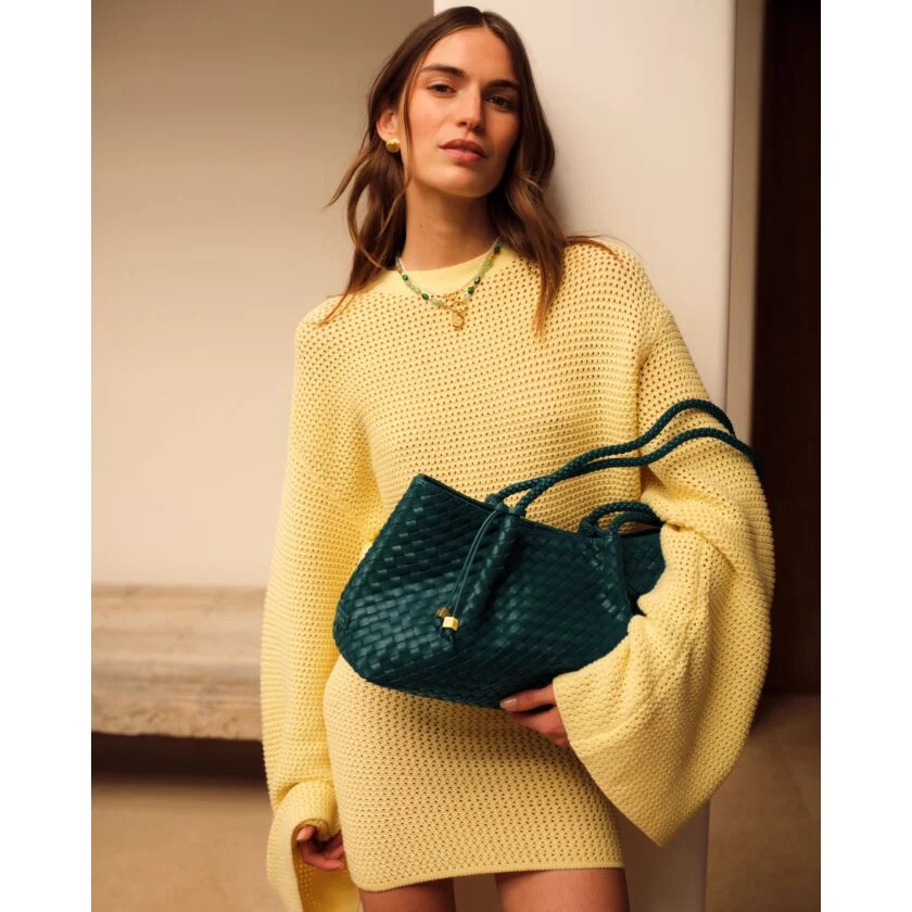 Nova Hand Woven Small Shoulder Tote in Palm Green | Katie Loxton Ltd. (UK)