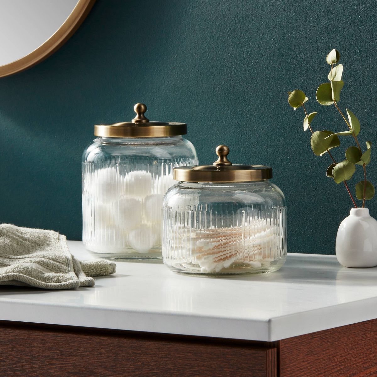Small Glass Bath Canister Brass - Threshold™ | Target