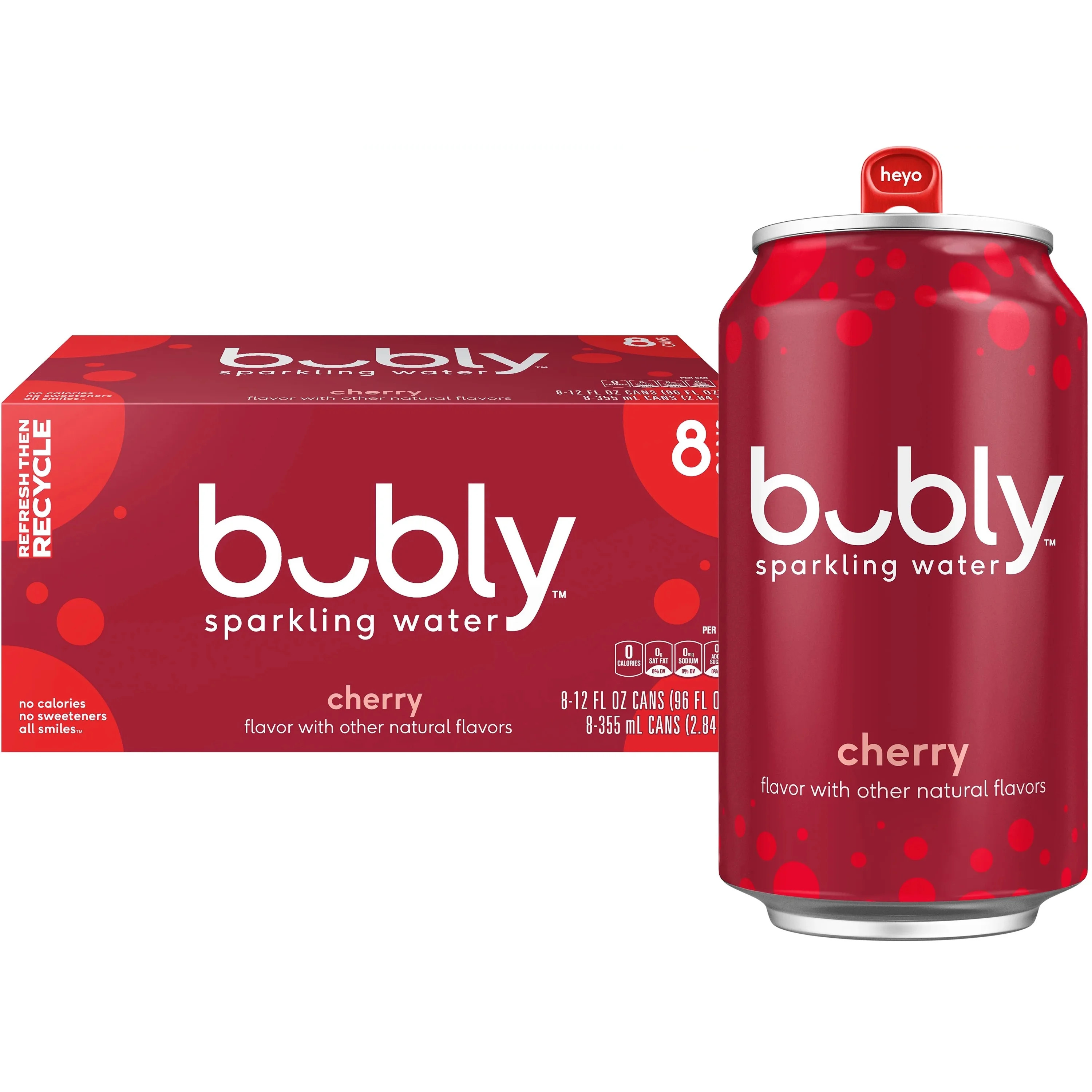 bubly Cherry Sparkling Water, 12 fl oz, 8 Pack Cans | Walmart (US)