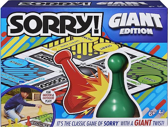 Giant Sorry! Classic Family Board Game Indoor Outdoor Retro Party Activity with Oversized Gameboard  | Amazon (US)