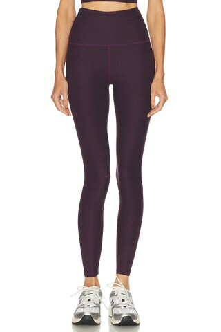 Beyond Yoga Spacedye Raised The Barre Shirred Legging in Purple | FWRD 