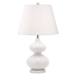 Dainolite 19 in. H 1-Light White Table Lamp with Laminated Fabric Shade | The Home Depot