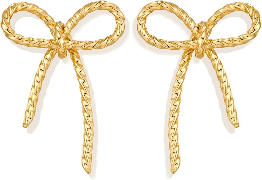 Gold Bow Stud Earrings for Women Statement Bow Stud Earrings | Amazon (US)