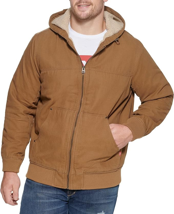 Levi's Men's Workwear Cotton Canvas Hooded Bomber Jacket (Regular & Big & Tall Sizes) | Amazon (US)