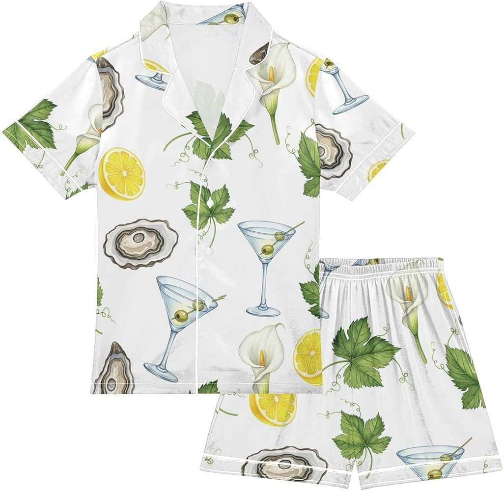 QUGRL Satin Pajama Sets Short Sleeve Button Down Sleepwear Silky Nightwear Loungewear 2 Piece PJS... | Amazon (US)