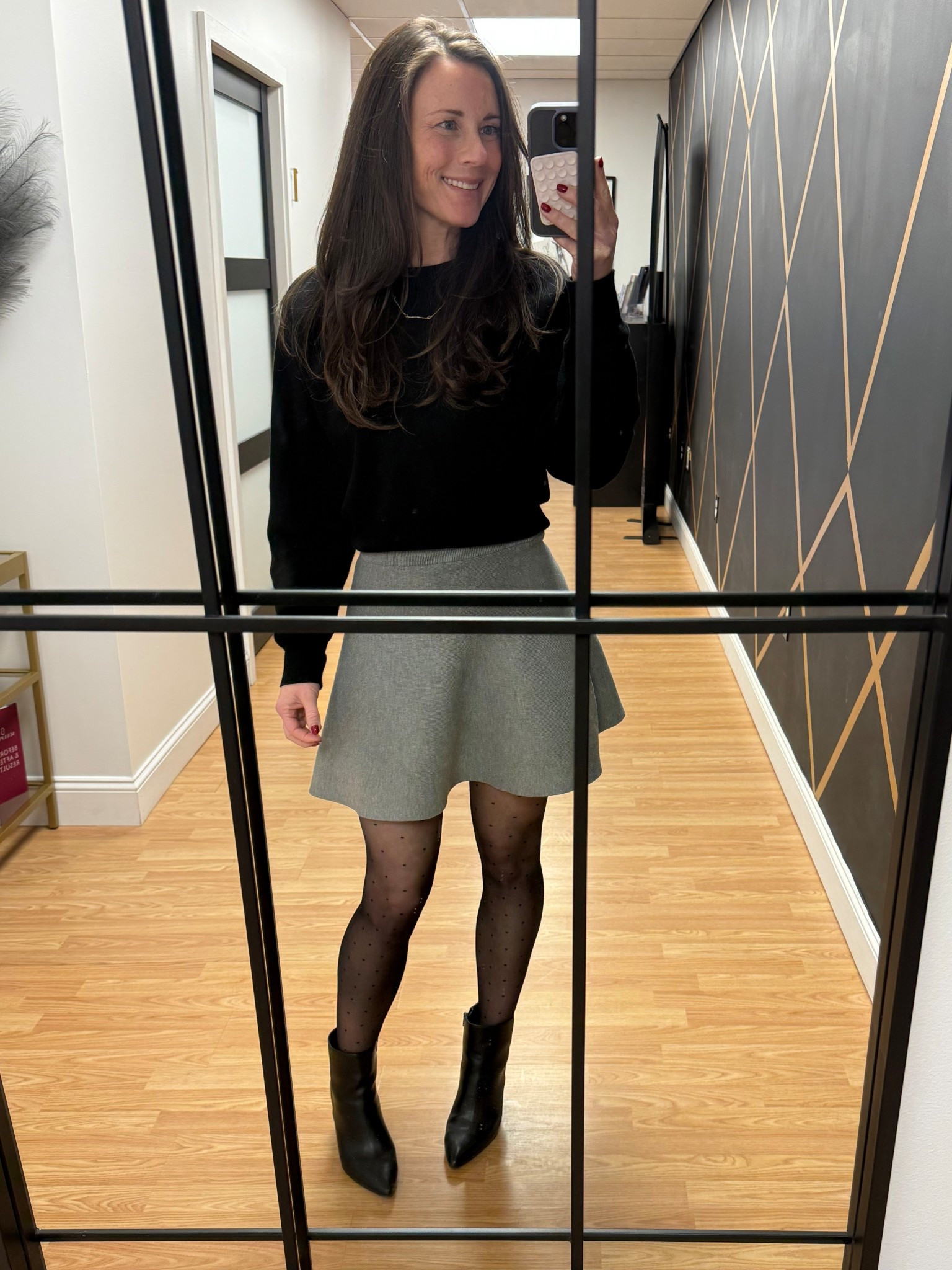 Winter OOTD - medical aesthetics office manager - sweater and skirt from HM 

#LTKWorkwear