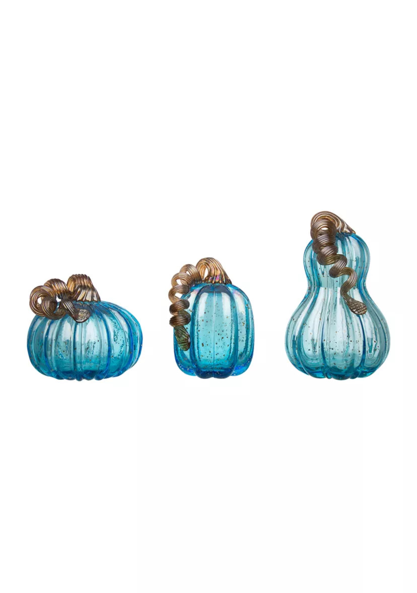 Blue Glass Pumpkin Set | Belk