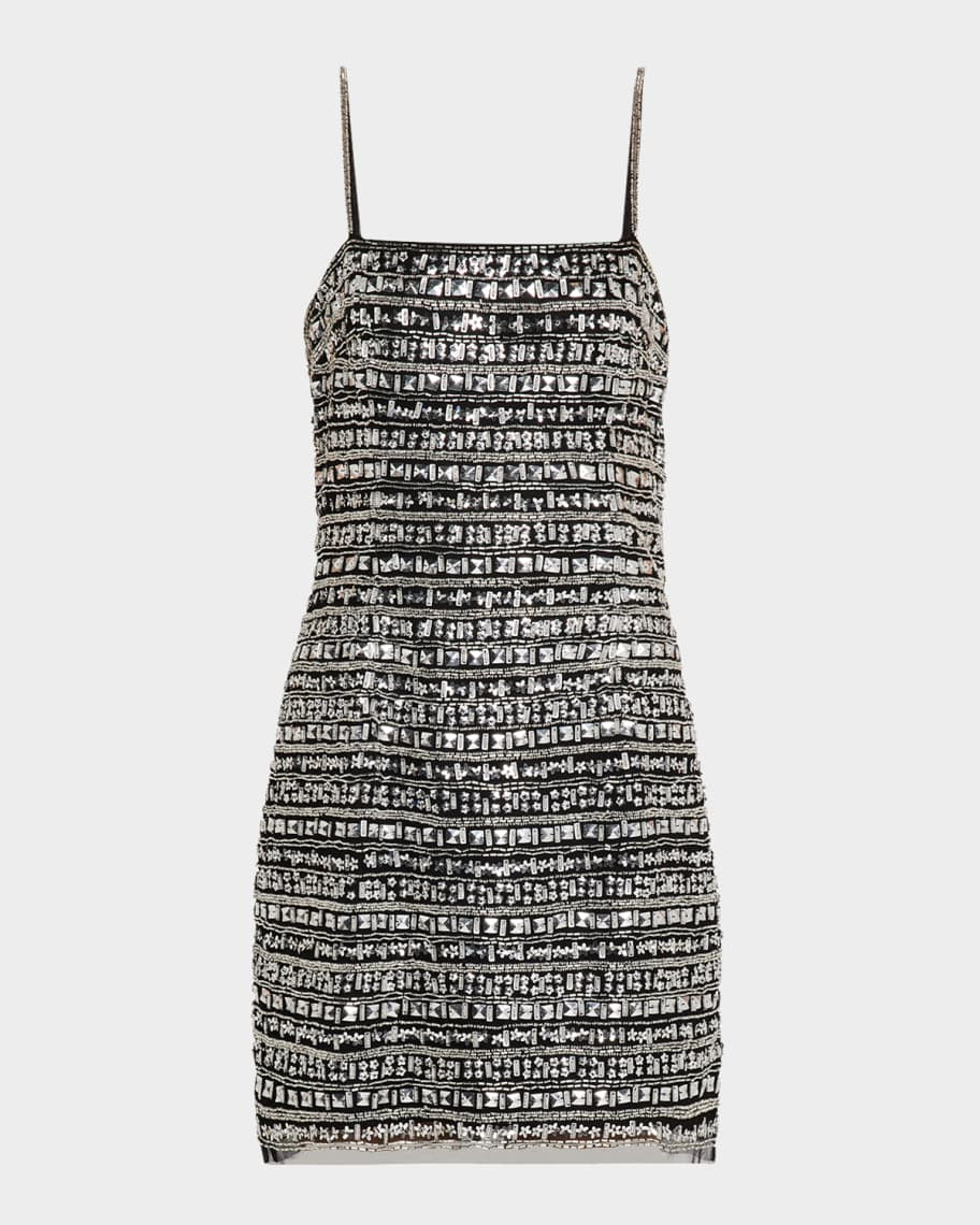 Liv Foster Ember Square-Neck Bead & Sequin Mini Dress | Neiman Marcus
