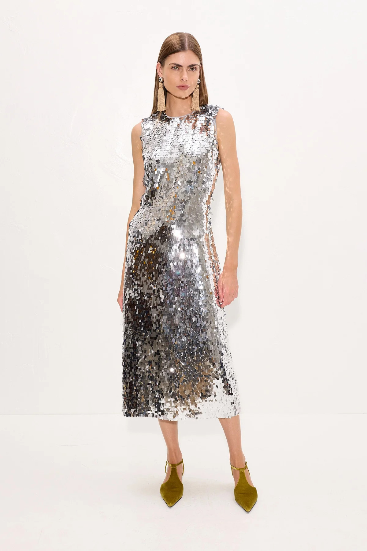 Baz Sequin Dress In Satellite Silver | Simon Miller