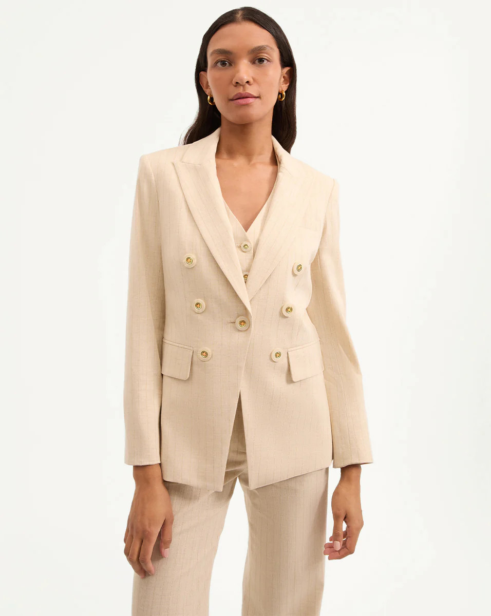 Gaya Metallic Pinstripe Dickey Jacket | Veronica Beard