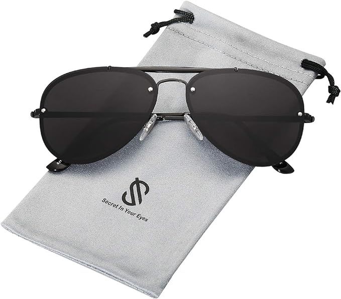 SOJOS Men's Women's Aviator Sunglasses, Rimless Metal, Mirrored, TRENDALERT SJ1105 | Amazon (US)