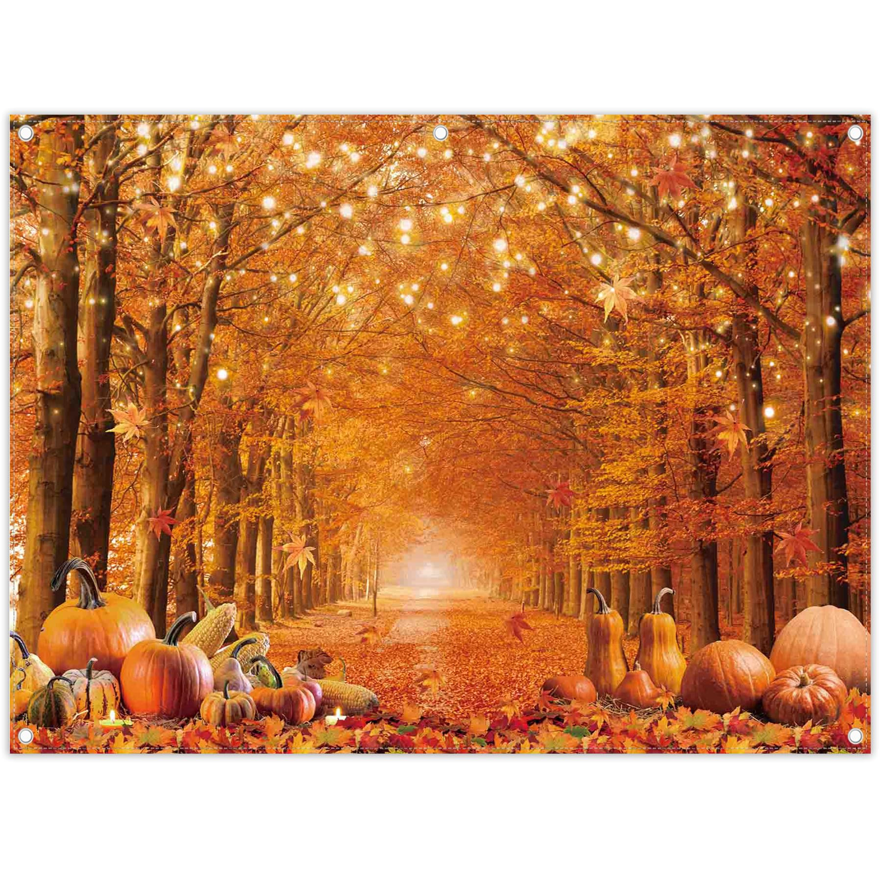 8x6ft Fall Photography Backdrop Autumn Maple Leaves Pumpkin Friendsgiving Background Thanksgiving... | Amazon (US)
