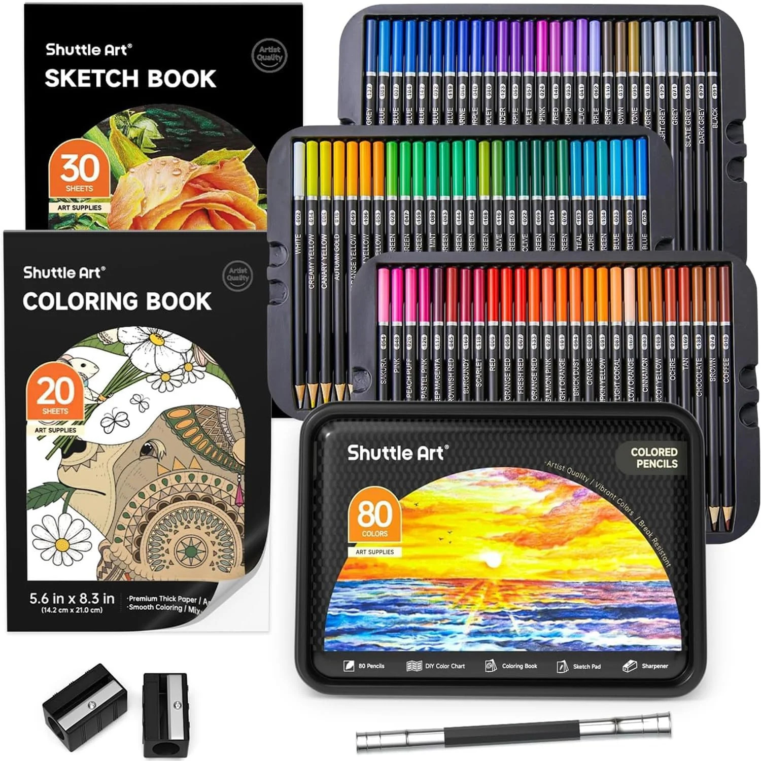 80 Colored Pencils, Shuttle Art Soft Core Coloring Pencils with Coloring Book, Sketch Pad and Sha... | Walmart (US)