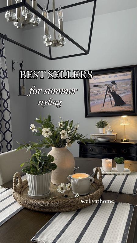 Best sellers for summer styling! Shop Emery Mediterranean candle free shipping, follower favorite touch light, potted plant, tray, candle accessories, marble stand, marble scalloped tray, curtain panels, textured vase, cosmo florals. Scallop planter. Summer home decor accessories. 

#LTKHome #LTKSaleAlert #LTKVideo