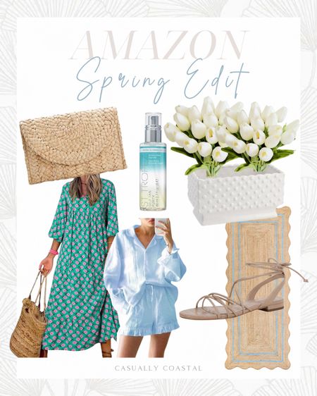 Amazon Spring Edit!
.
Spring style, Amazon home decor, Amazon spring outfit, Amazon summer outfit, spring dresses, Amazon dresses, Amazon maxi dresses, green maxi dresses, spring purse, Amazon clutches, woven clutches, vacation style, resort wear, spring home decor, Amazon sandals, strappy sandals, neutral sandals, boho maxi dress, puff sleeve smocked ruffle dress, lace up flat sandals, white hobnail rectangle ceramic planter, Amazon planter, white planters, spring florals, artificial tulip silk fake flowers, Amazon tulips, straw shoulder bag, woven purse, wave scalloped natural jute rug, scalloped rug, Amazon rugs, neutral rugs, jute runners, jute runners, Amazon runners, 2.6x8 rug, coastal rug, ruffle pajama set, long sleeve button down shirt and shorts set, st. Tropez self tan purity face mist, Amazon shorts set, two-piece shorts set, blue shorts set, self tanner 

#LTKfindsunder100 #LTKhome #LTKfindsunder50