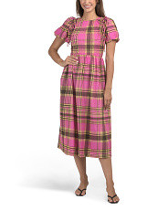 Plaid Dress With Puff Sleeves | Casual Dresses  | Marshalls | Marshalls