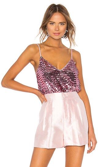 h:ours Mila Bodysuit in Metallic Pink | Revolve Clothing (Global)