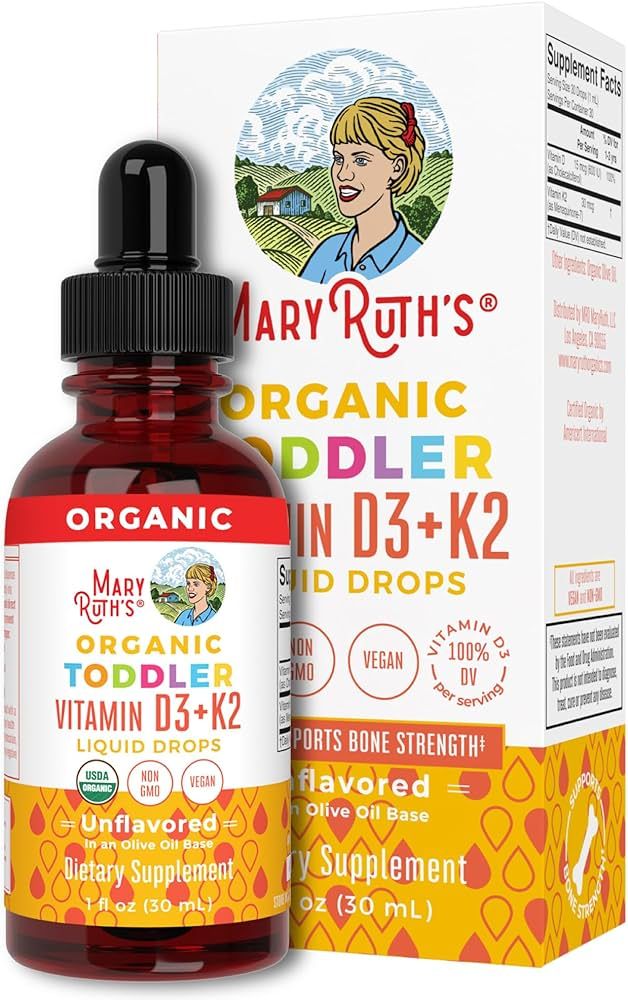 MaryRuth Organics Vitamin D3, K2, Drop, Liquid Supplement for Toddlers, Kids for Calcium Absorption  | Amazon (US)