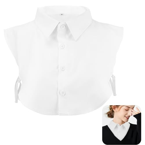Fake Collar Womens White Button Down Shirt White Collared Shirts for Women Under Shirts for Women Detachable Collar Button up Blouse Wednesday Costume Woman | Amazon (US)