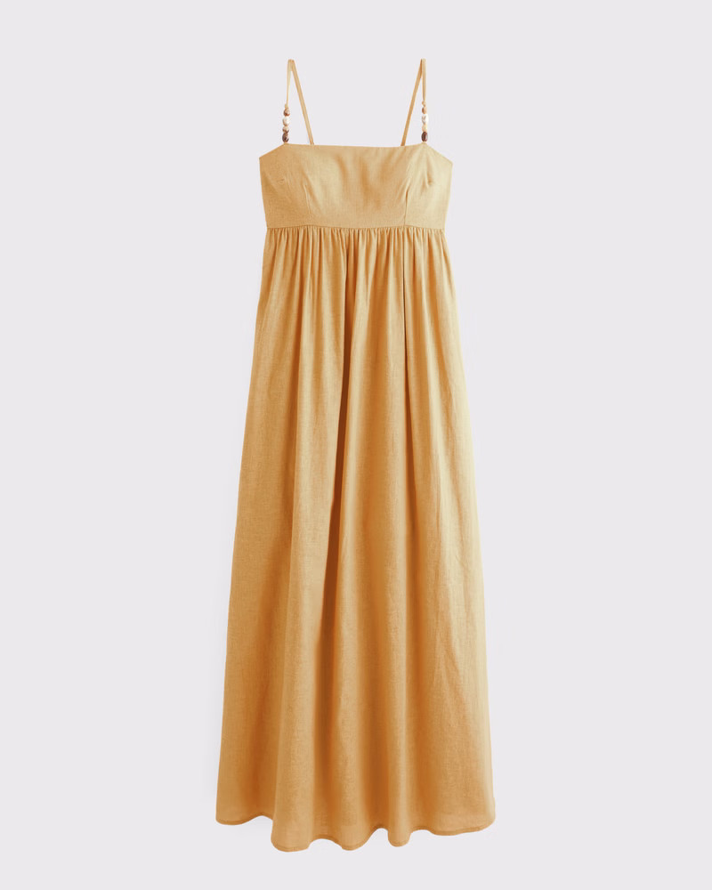 Abercrombie & Fitch Women's Tie-Back Babydoll Maxi Dress in Yellow - Size XXS | Abercrombie & Fitch (US)