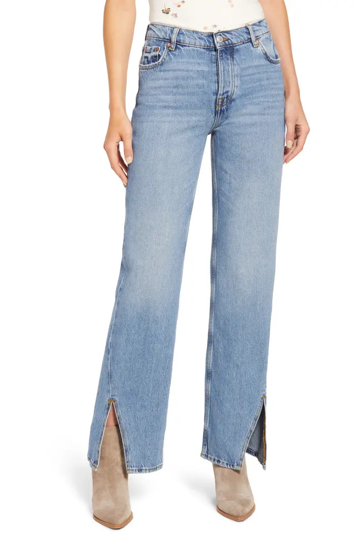 FREE PEOPLE High Waist Slit Hem Jeans | Nordstromrack | Nordstrom Rack