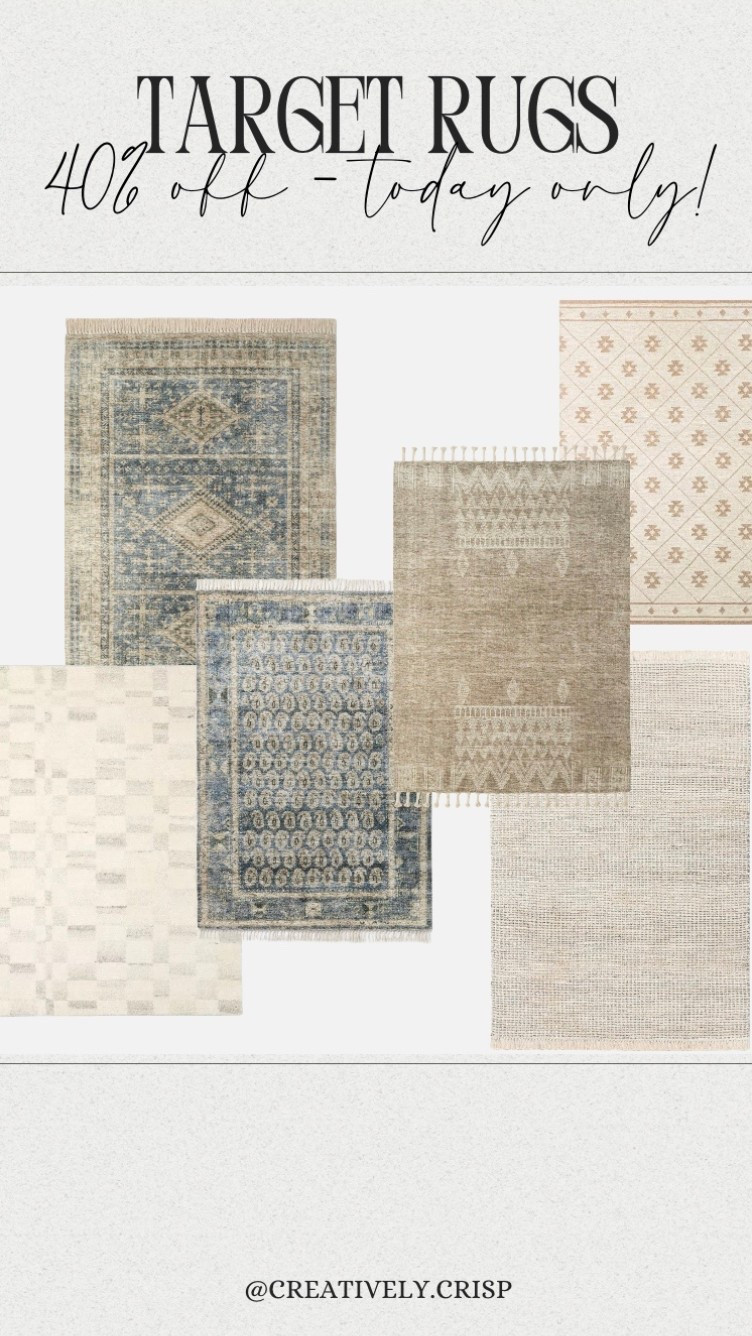 Target rugs 40% off today for their daily deal! Most 7x10 under $140 👏🏼 such a great deal! 

Target home, target finds, living room rug, dining room rug, bedroom rug, neutral rug, studio McGee, threshold home finds 

#LTKFindsUnder100 #LTKSaleAlert #LTKHome