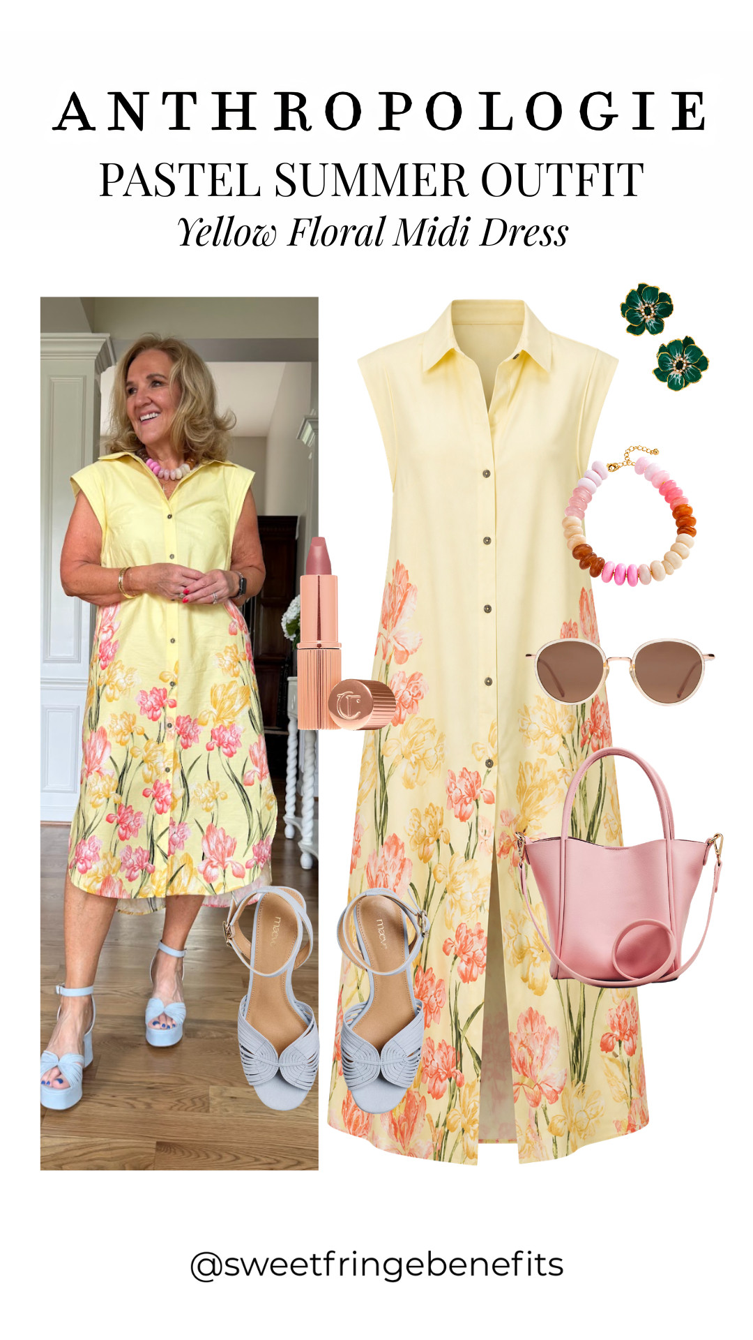 The soft yellow color combined with the floral print gives it that fresh, feminine feel that’s perfect for the season. It’s light, easy to wear, and one of those dresses that instantly makes you feel put together.

You can keep it simple with neutral or pastel accessories, or have a little fun with color like this pink bag. Perfect for everyday wear, brunch, or even summer events.

Everything is linked for you here 🫶🏻 

 #LTKootd #LTKSeasonal #LTKOver40