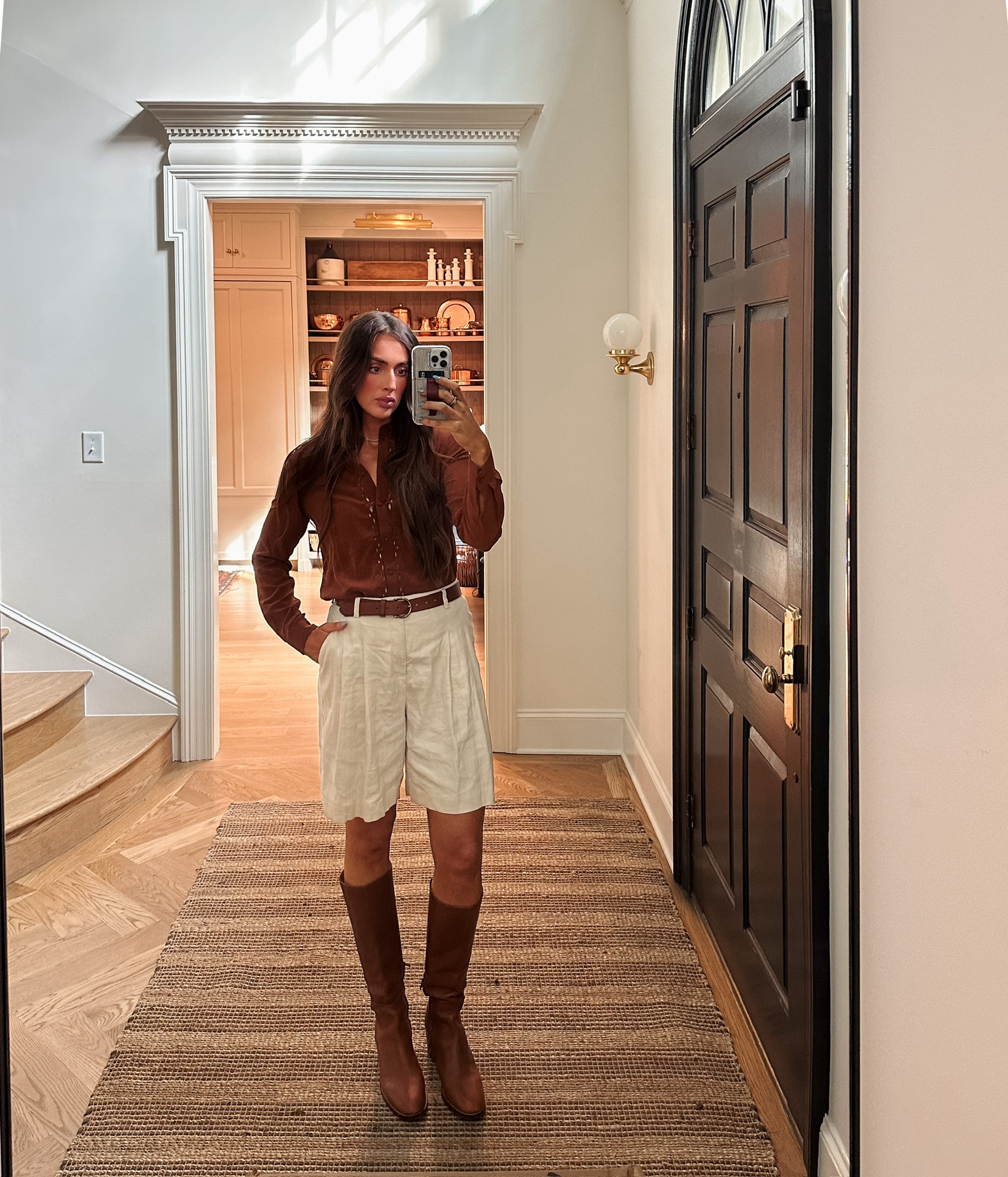 Tried out the color sandwich method (matched my shoes to my top!) with my outfit today and I am loving it 🫶🏻 Top is new Sezane, shorts are my go tos from Anthro, and boots are Madewell (linked some similar options because mine are low in stock!)

#LTKStyleTip #LTKSeasonal #LTKWorkwear