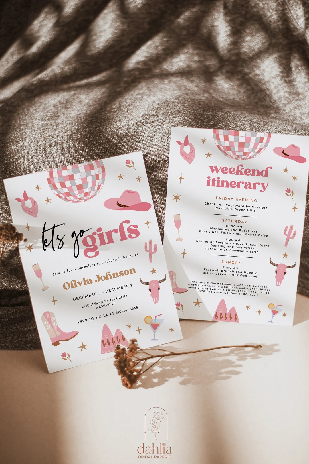 Nashville Invitation & Itinerary Template, Let's Go Girls Bachelorette Weekend Invite, Last Rodeo... | Etsy (US)