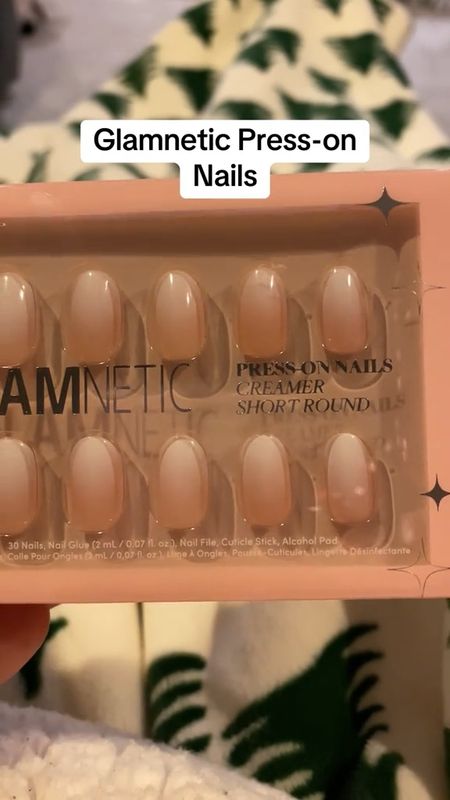 Anyone else obsessed with press on nails? I have a serious obsession. 😂 tonight I tried these glamnetic press on nails in the short round shape. This style is called creamer and it is so dreamy! It’s an ombre beige look with white tips. It feels like a modern update to a French manicure. I love how they look and they’ll go with absolutely anything I wear. How do you feel about press on nails? Have you ever tried glamnetic before? Let me know all your go tos for your favorite DIY home manicures. 

#LTKGiftGuide #LTKbeauty #LTKSeasonal