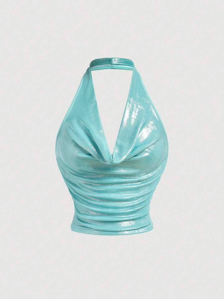 SHEIN MOD Women's Elegant Romantic Ruffled Collar Blouse, Gold Color - Suitable For Parties & Galas Party Women Dresses Camisole Top | SHEIN