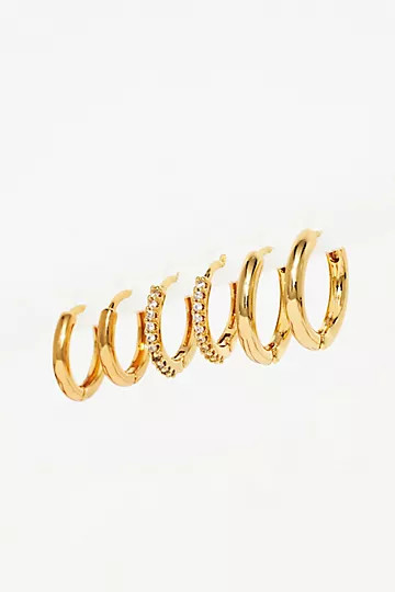 Set of Three 14k Gold Huggie Earrings | Anthropologie (US)