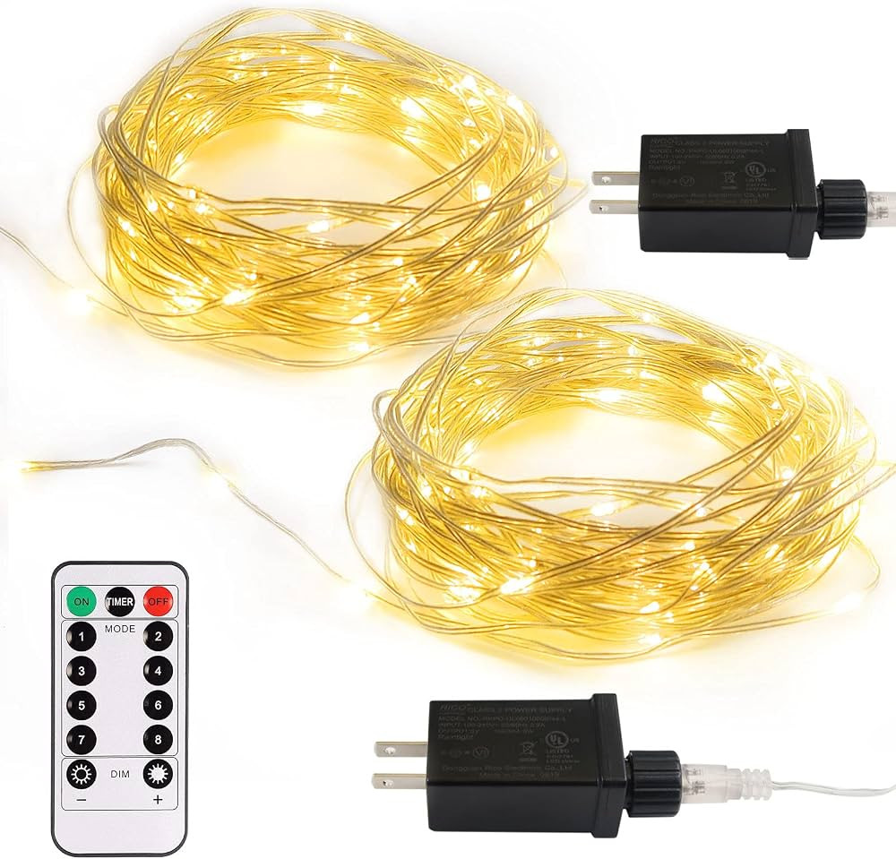 2 Pack Fairy String Lights Plug in, 33Ft 100 Micro Starry LED Starry Fairy Lights IP68 Full Water... | Amazon (US)
