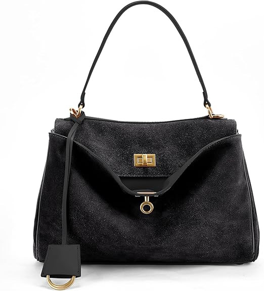 Genuine Leather Purse for Women: Suede Leather Tote Bag - Fashion Ladies Shoulder Handbag for Tra... | Amazon (US)