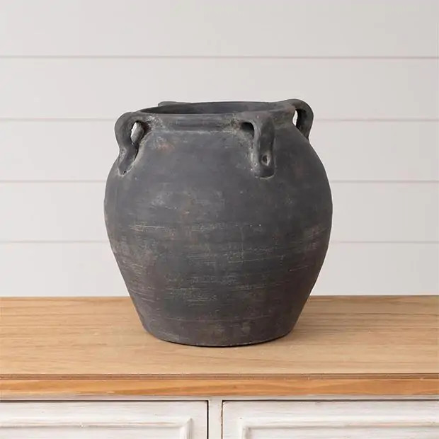 Distressed Black Ceramic Vase | Antique Farm House