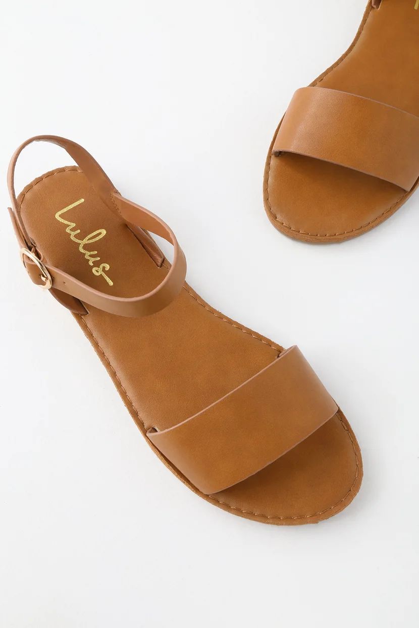 Hearts and Hashtags Tan Flat Sandals | Lulus (US)