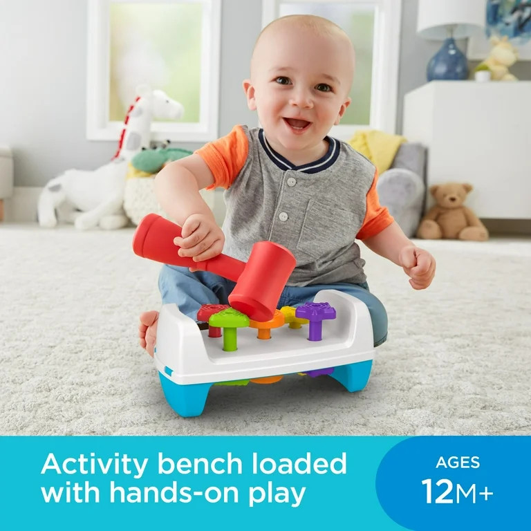 Fisher-Price Tap & Turn Bench Pretend Tools 2-Sided Toy for Infants and Toddlers | Walmart (US)