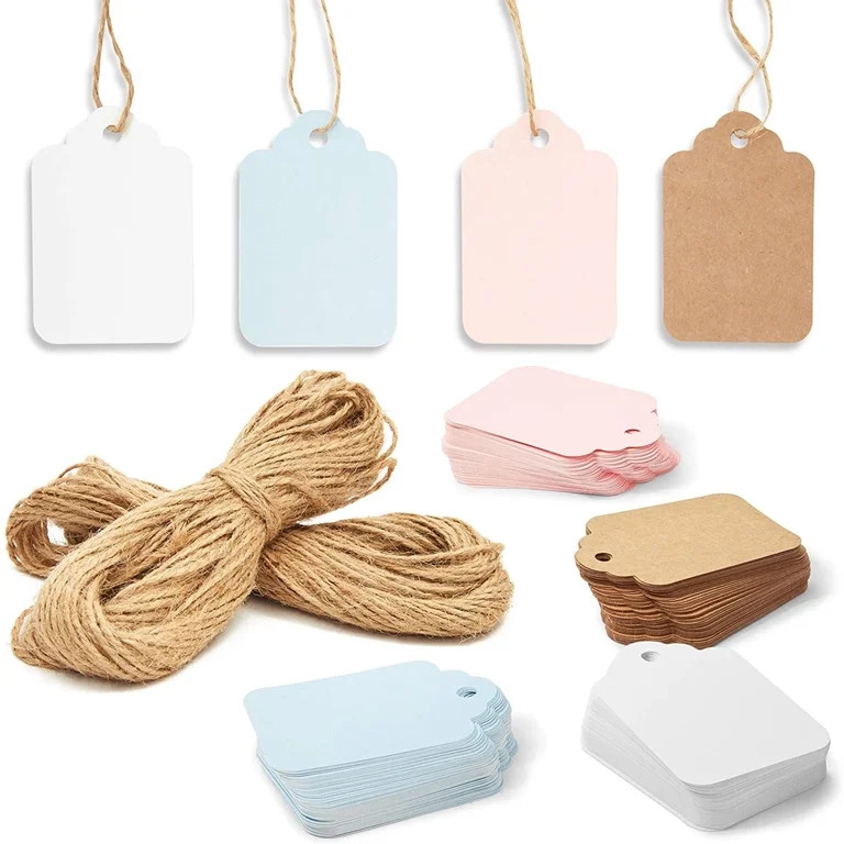 Paper Gift Tags with Jute String for Baby Showers and Birthday Parties (4 Colors, 240 Pack) | Walmart (US)