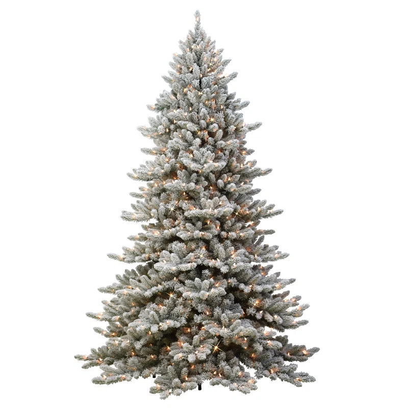 Pre-Lit Artificial Flocked Christmas Tree | Wayfair North America