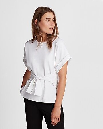 Tie Waist Rolled Sleeve Blouse | Express