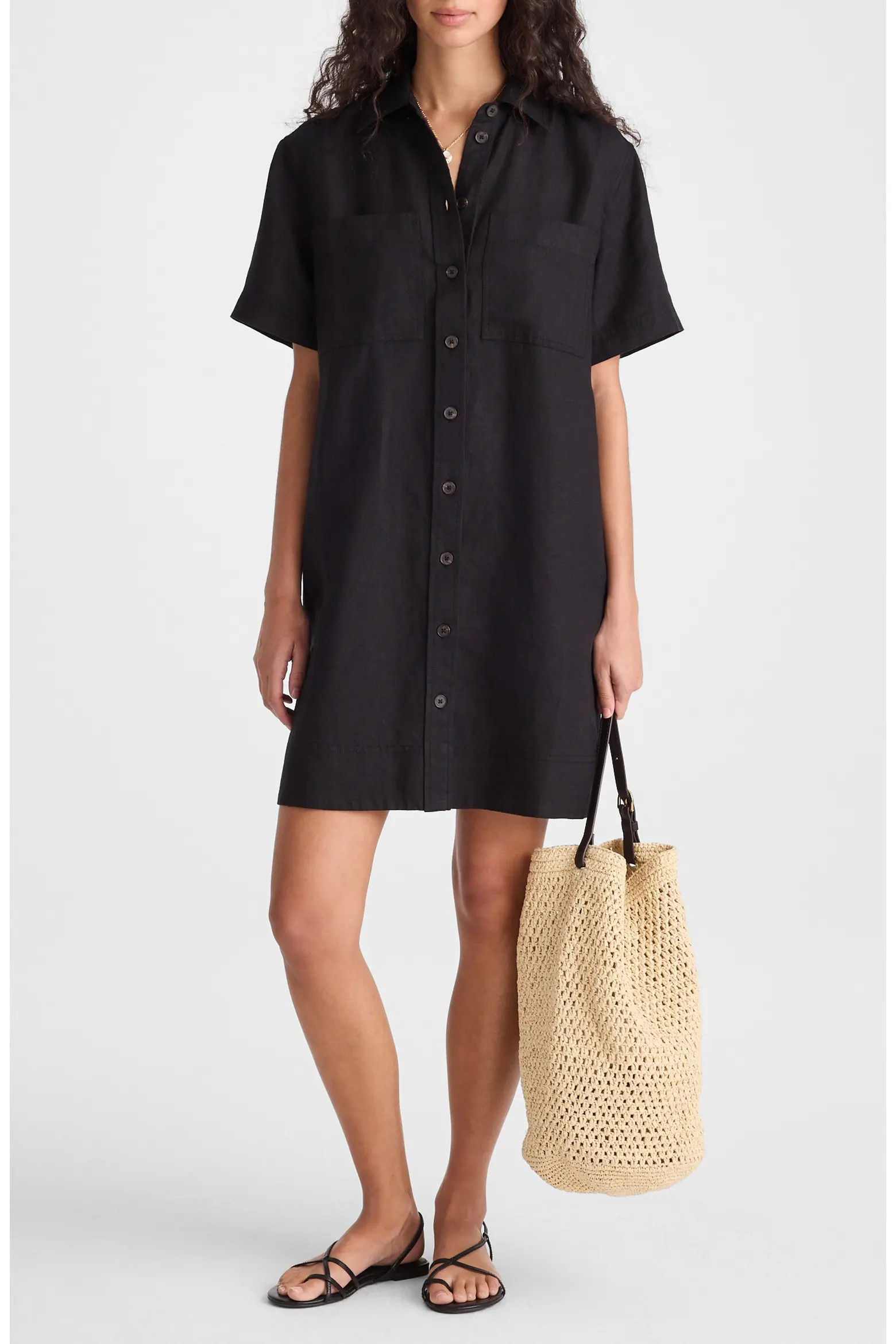 Relaxed Linen Mini Shirtdress (Women) | Nordstrom | Nordstrom