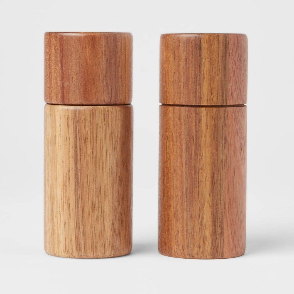 2pc Acacia Round Salt Shaker and Pepper Grinder Set - Threshold | Target