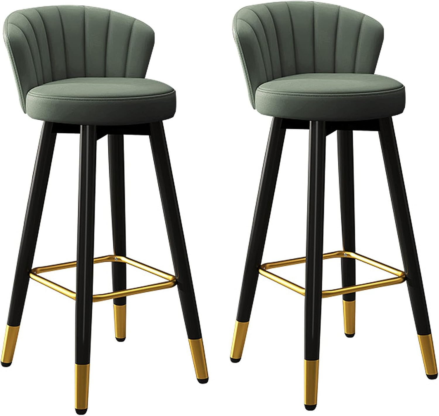 Bar Stools Set of 2, PU Leather Upholstered Bar Stools with Low Back and Footrest, Tall Bar Chair... | Amazon (US)