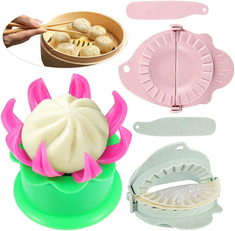 Potchen 5 Pieces Bun Maker Bun Dumpling Maker Steamed Stuffed Plastic Mold and Filling Spoon Cooking | Amazon (US)