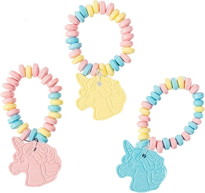 Unicorn Candy Bracelet – 12 Count Individually Wrapped Edible Unicorn Jewelry – Rainbow Fruit... | Amazon (US)