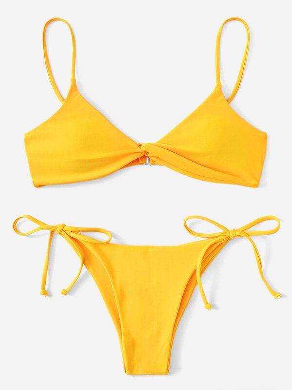 Bikini Set mit Twist Oberteil mit seitlichem Selbstgurte | SHEIN